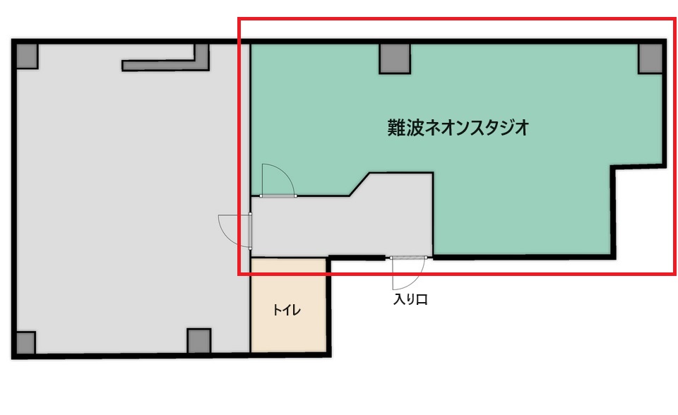 大阪 難波にあるレンタルスタジオ、難波ネオンスタジオの場所。