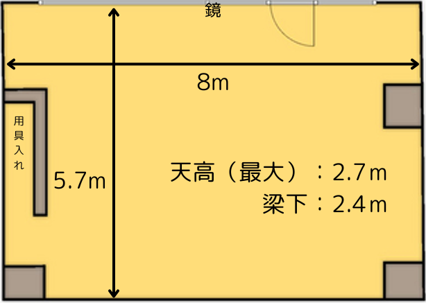 大阪 難波にあるレンタルスタジオ、大阪ひだまりスタジオの図面。