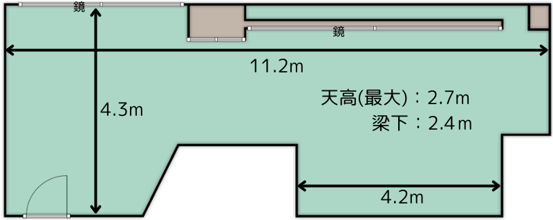 大阪 難波にあるレンタルスタジオ、難波ネオンスタジオの図面。